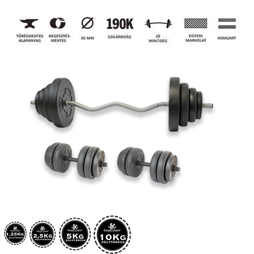 GazoFitness® Hardcore Készlet Francia Rudas 66,5 Kg (Menetes kézisúlyzórúddal)