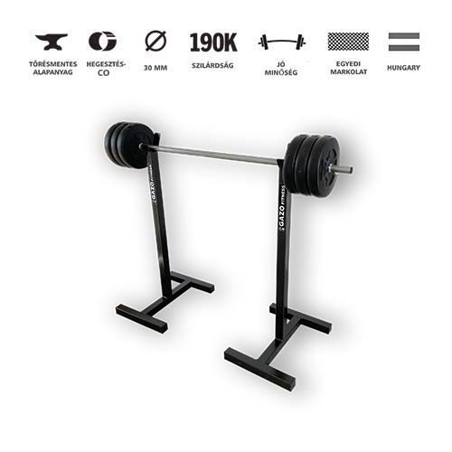 GazoFitness® Hardcore Készlet (Mobil Súlytartó állvány + Egyenes rudas súlyzó 33 Kg)