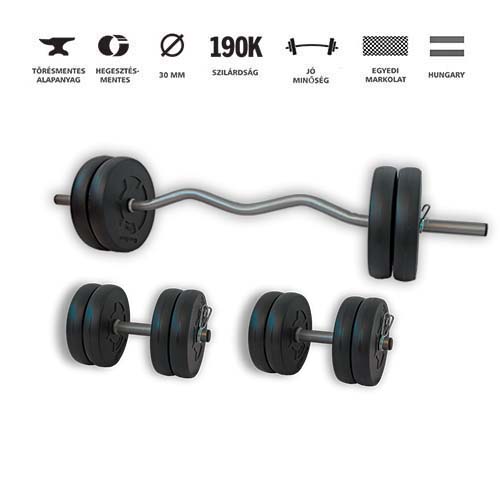GazoFitness® Hardcore Szett Francia Rudas 45 Kg