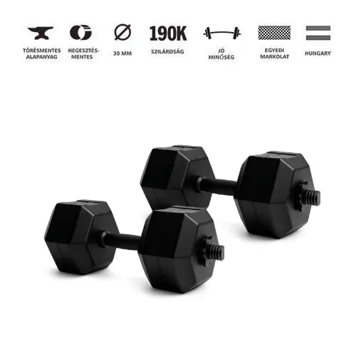 GazoFitness® Hexagon Kézi Súlyzó 2 x 9,5 Kg.(Össz:19Kg.)