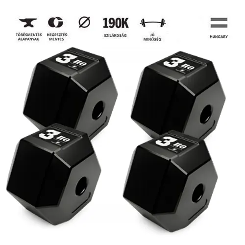 GazoFitness® Hexagon Súlytárcsa 4x3 kg (össz:12 kg)