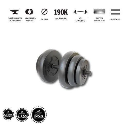 GazoFitness® Kézi Súlyzó 1 x 19Kg(Össz:19Kg.)Menetes súlyzórúddal