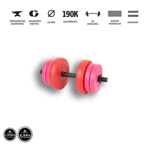GazoFitness® Kézi Súlyzó 1x11,5Kg(Össz:11,5.Kg)Piros,Rózsaszín