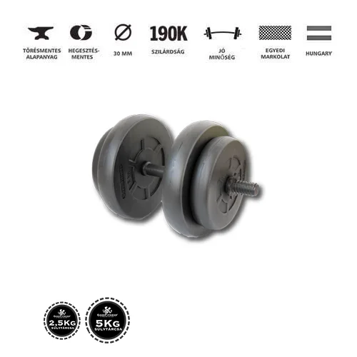 GazoFitness® Kézi Súlyzó 1x16,5Kg(Össz:16,5Kg.)Menetes súlyzórúddal