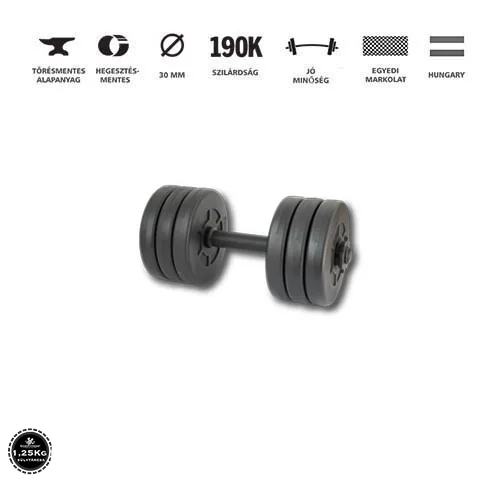 GazoFitness® Kézi Súlyzó 1x8,5Kg(Össz:8,5Kg)Menetes súlyzórúddal