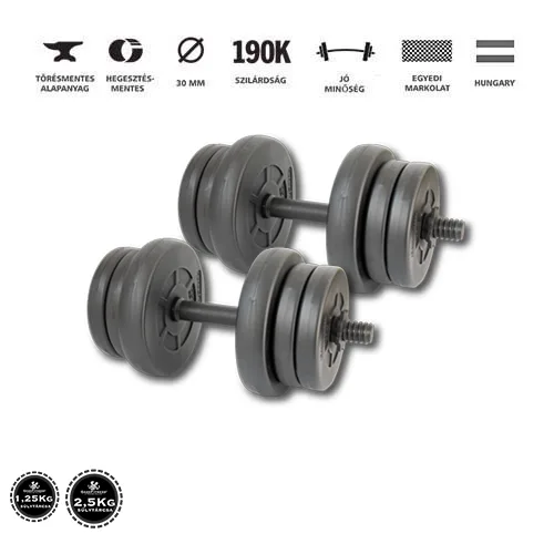 GazoFitness® Kézi Súlyzó 2 x 11,5 Kg.(Össz.23Kg)Menetes súlyzórúddal