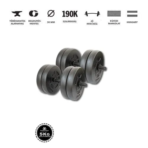 GazoFitness® Kézi Súlyzó 2 x 21,5Kg.(Össz: 43Kg)Menetes súlyzórúddal
