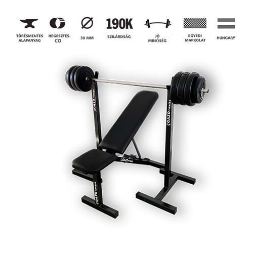 GazoFitness®Mobil Állvány +Dönthető Pad+ Kétkezes súlyzó /Össz 37kg/