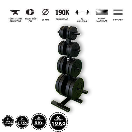 GazoFitness® Otthoni Fitness Súlyzó Csomag – Állvány + Pad (össz. 108 kg) – 5. kép