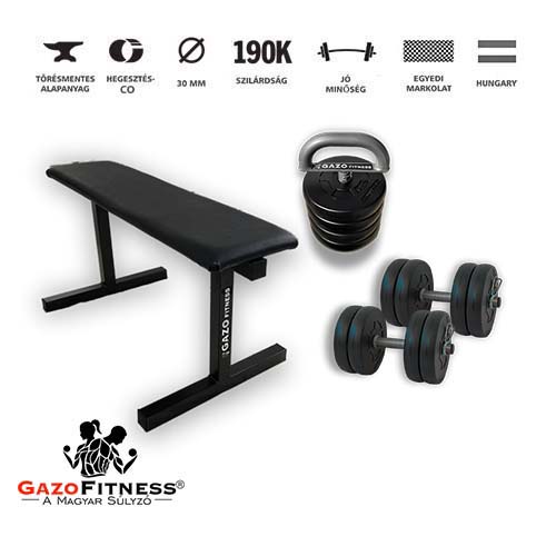 GazoFitness®Pad + Kézi Súlyzó 2x10,5Kg(22kg) + Kettlebell 11,5Kg(Állítható)