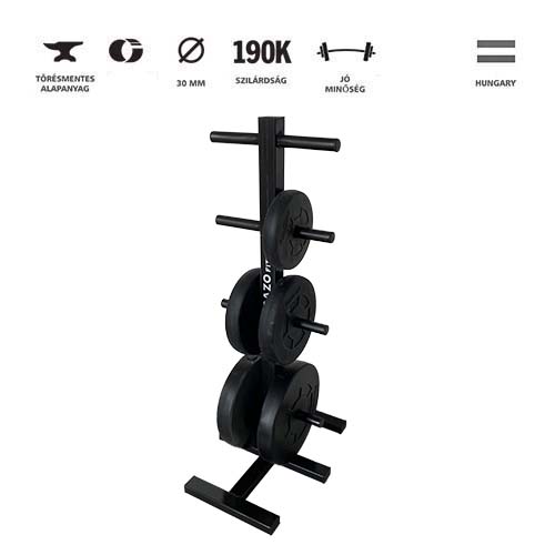GazoFitness® Szuperszett Csomag 106 Kg (Menetes kézisúlyzórúddal) + Tárcsatartó állvány – 7. kép